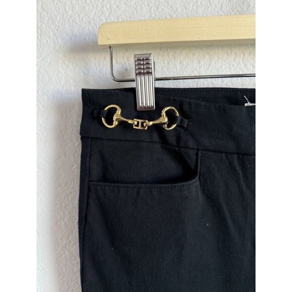 Loft Women’s Horsebit The Sutton Flare Dress Pants Black Bi-Stretch Size 4 - Picture 7 of 12